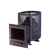 Печь для бани чугунная Сибирь 24 с панорамной дверцей Сетка