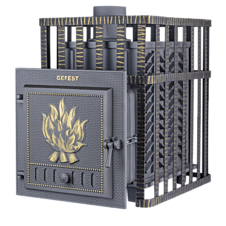 Банная чугунная печь Гефест ЗК в сетке 25