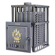 Банная чугунная печь Гефест ЗК в сетке 30