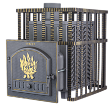 Банная чугунная печь Гефест ЗК в сетке 45