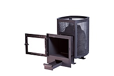 Печь для бани чугунная Сибирь 20 с панорамной дверцей Сетка