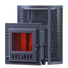 Банная чугунная печь Гефест AVANGARD 24 (М) круглая сетка