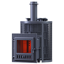 Банная чугунная печь Гефест AVANGARD ЗК 24 (М) Ураган круглая сетка