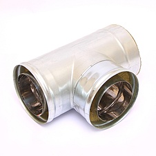 Сэндвич тройник 90° Оцинковка 0,5 / Нержавейка AISI-430 0,8мм