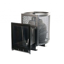 Печь для бани чугунная Сибирь 24 ПРО с панорамной дверцей (сетка)