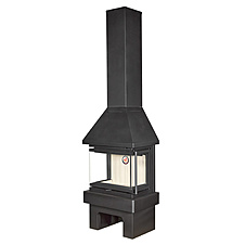 Печь-камин ПРАГА три стекла NEW черный