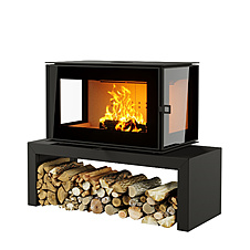 Печь-камин Куб 3С 800 на подиуме