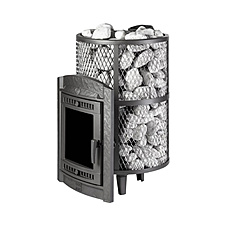 Чугунная банная печь Атмосфера L сетка из нерж. стали